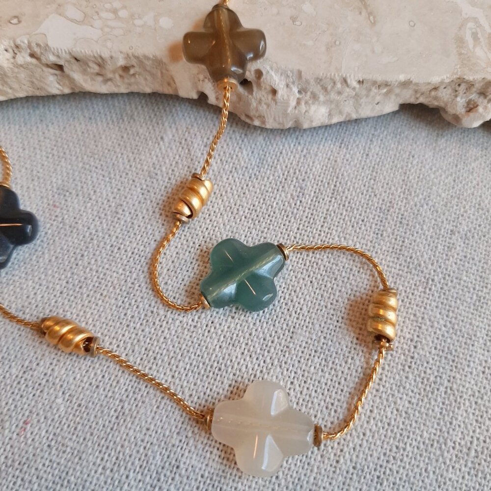 Anne Klein Multi Colored Cross Satellite Gold Tone Necklace - Picture 2 of 6